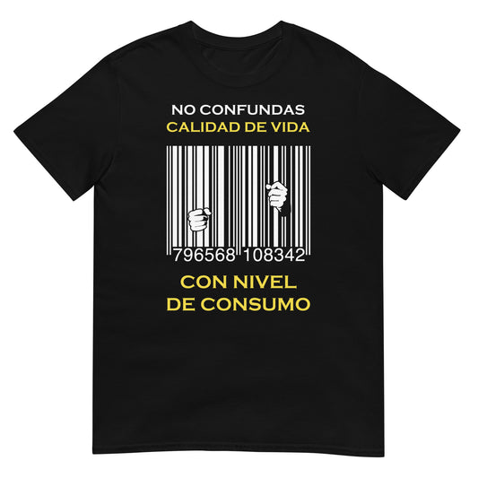 camiseta consumismo carcel negra