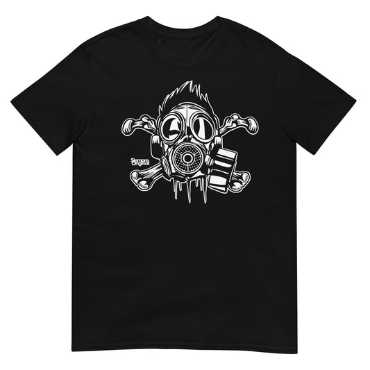 camiseta cross bones gasmask bandera pirata siempre original urban en color negro