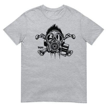 camiseta cross bones gasmask bandera pirata siempre original urban en color gris