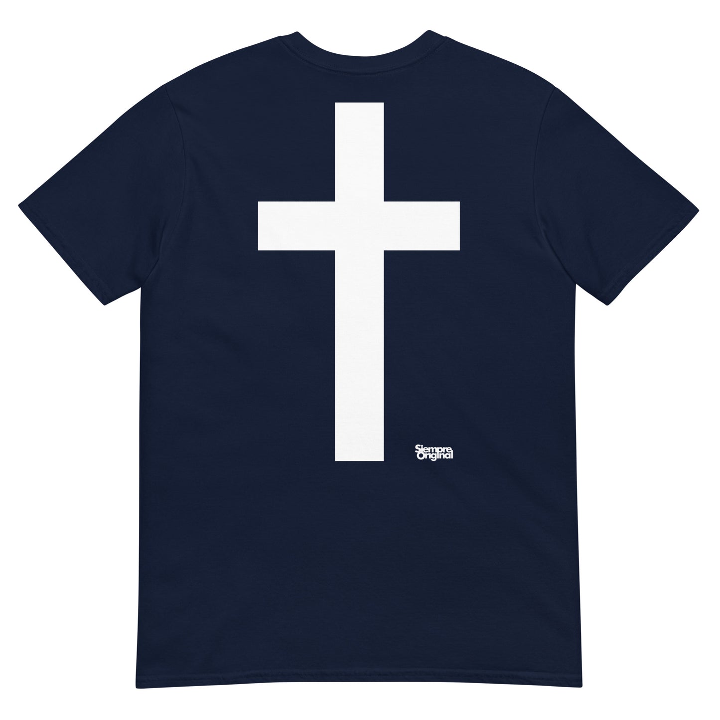camiseta cruz en espalda azul marino