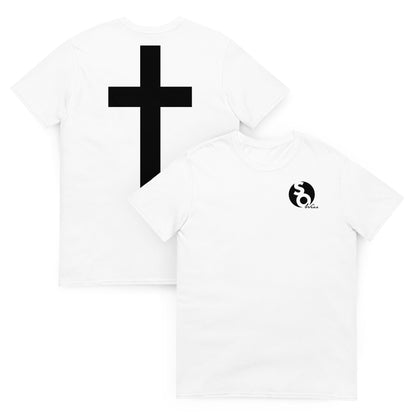 camiseta cruz en espalda delante y detras blanca