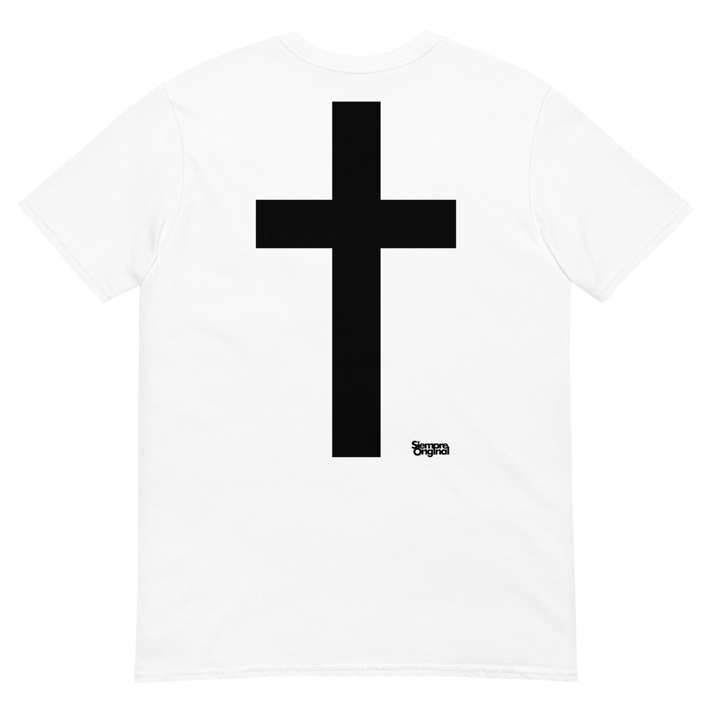 camiseta cruz en espalda blanca
