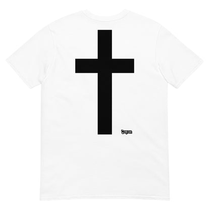 camiseta cruz en espalda blanca