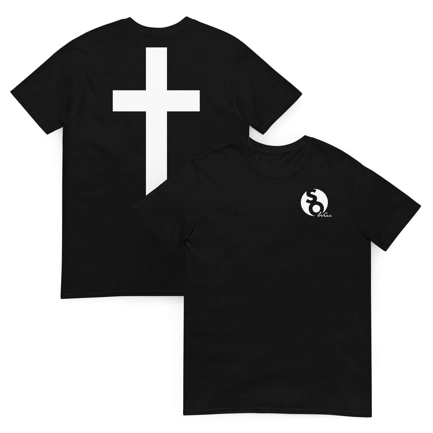 camiseta cruz en espalda delante y detras negra