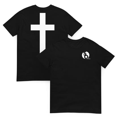 camiseta cruz en espalda delante y detras negra