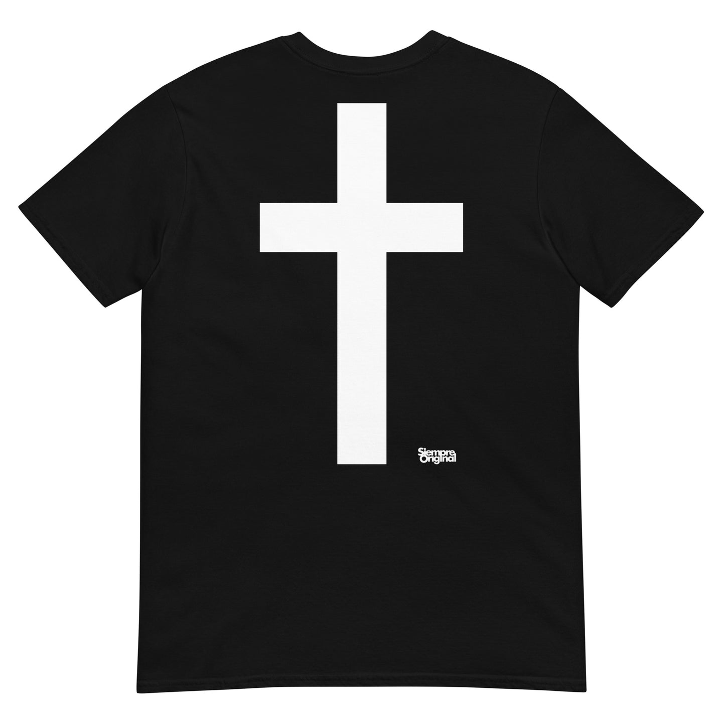 camiseta cruz en espalda negra