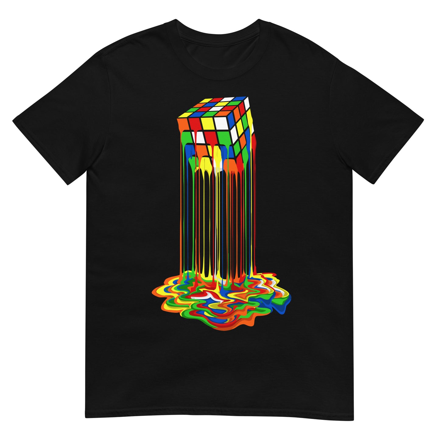 camiseta cubo de rubik derretido negra
