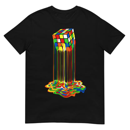 camiseta cubo de rubik derretido negra