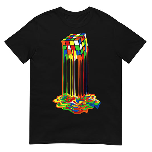camiseta cubo de rubik derretido negra