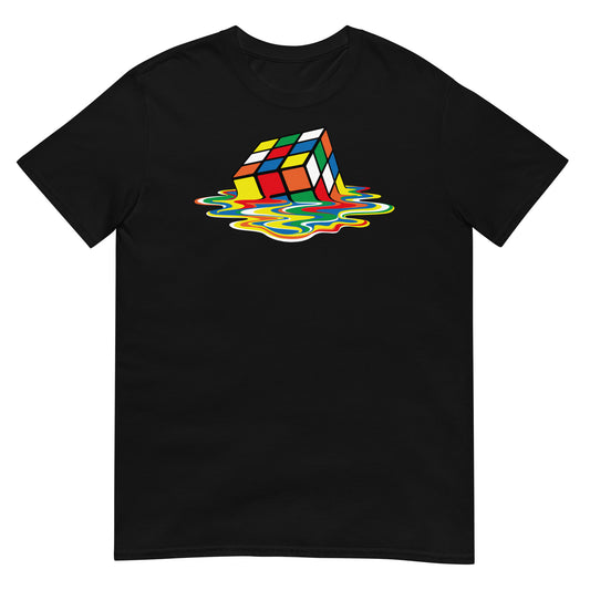 camiseta cubo de rubik derretido negra