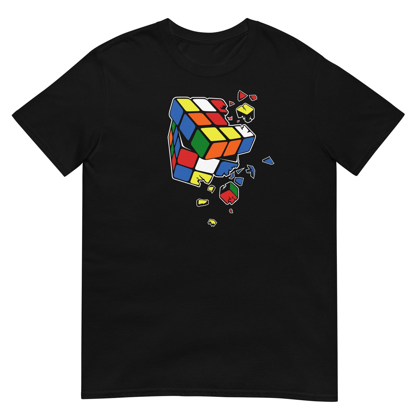 camiseta cubo de rubik explosion negra