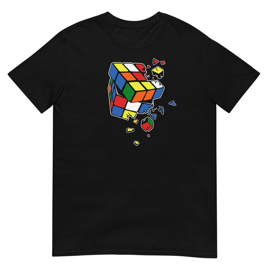 camiseta cubo de rubik explosion negra