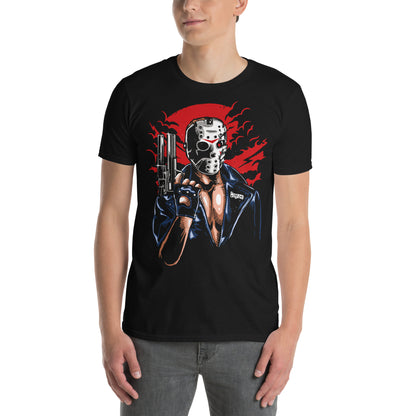 hombre con camiseta terminator jason negra