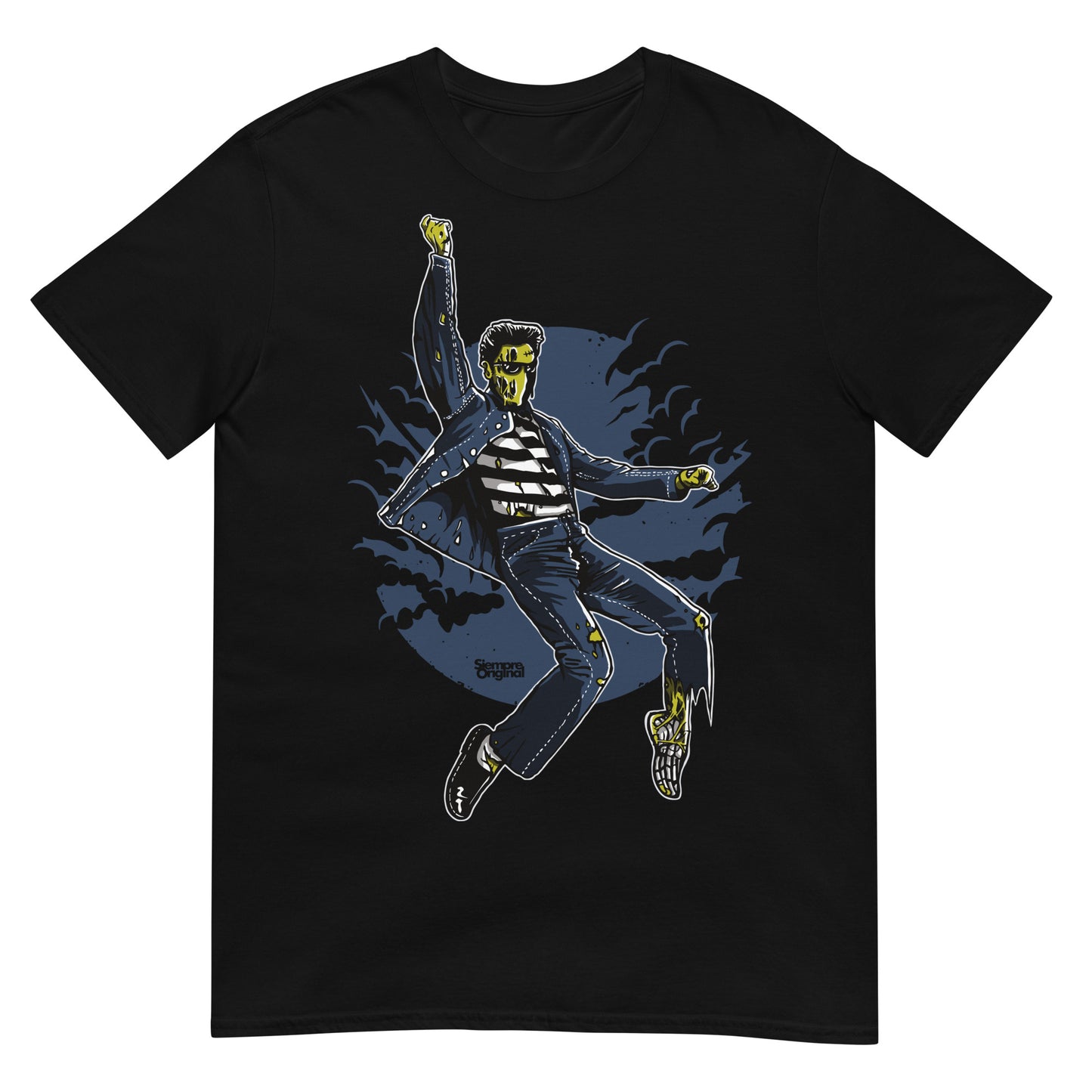 camiseta dead rockin elvis presley zombie siempre original urban en color negro