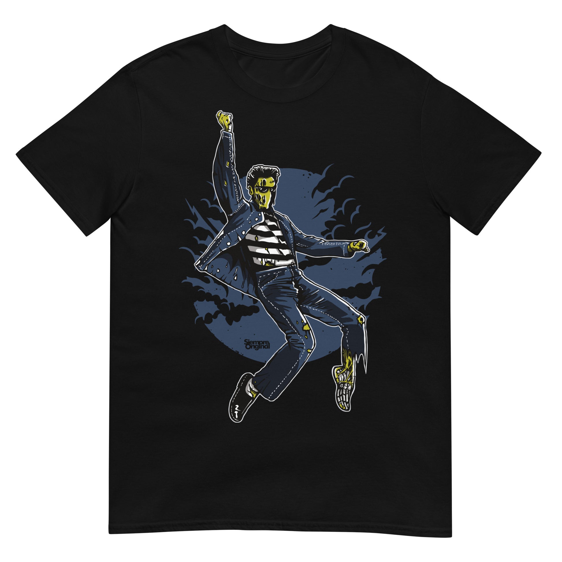 camiseta dead rockin elvis presley zombie siempre original urban en color negro