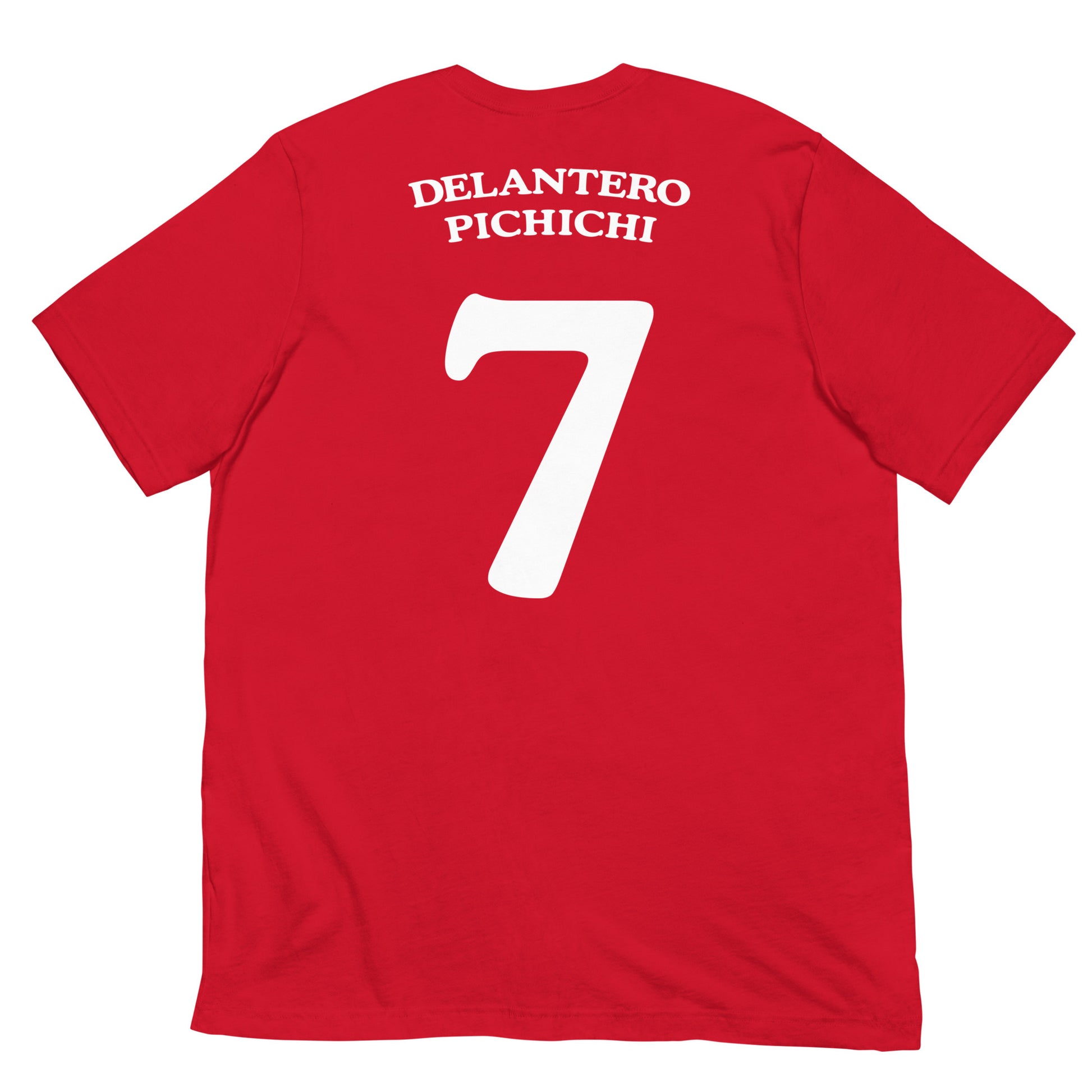trasera de camiseta delantero pichichi mariscos recio en color rojo