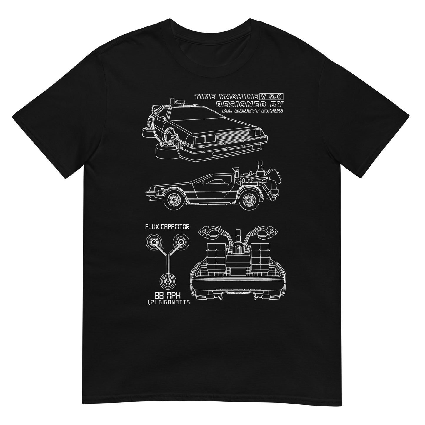 camiseta delorean maquina del tiempo regreso al futuro negra