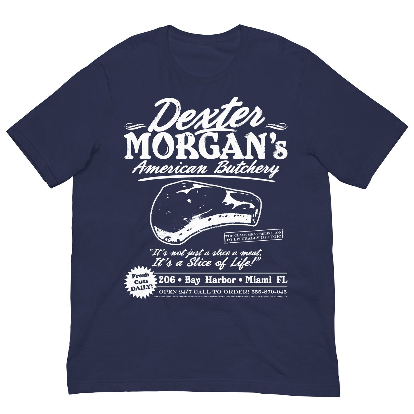 camiseta dexter morgan carniceria americana azul marino