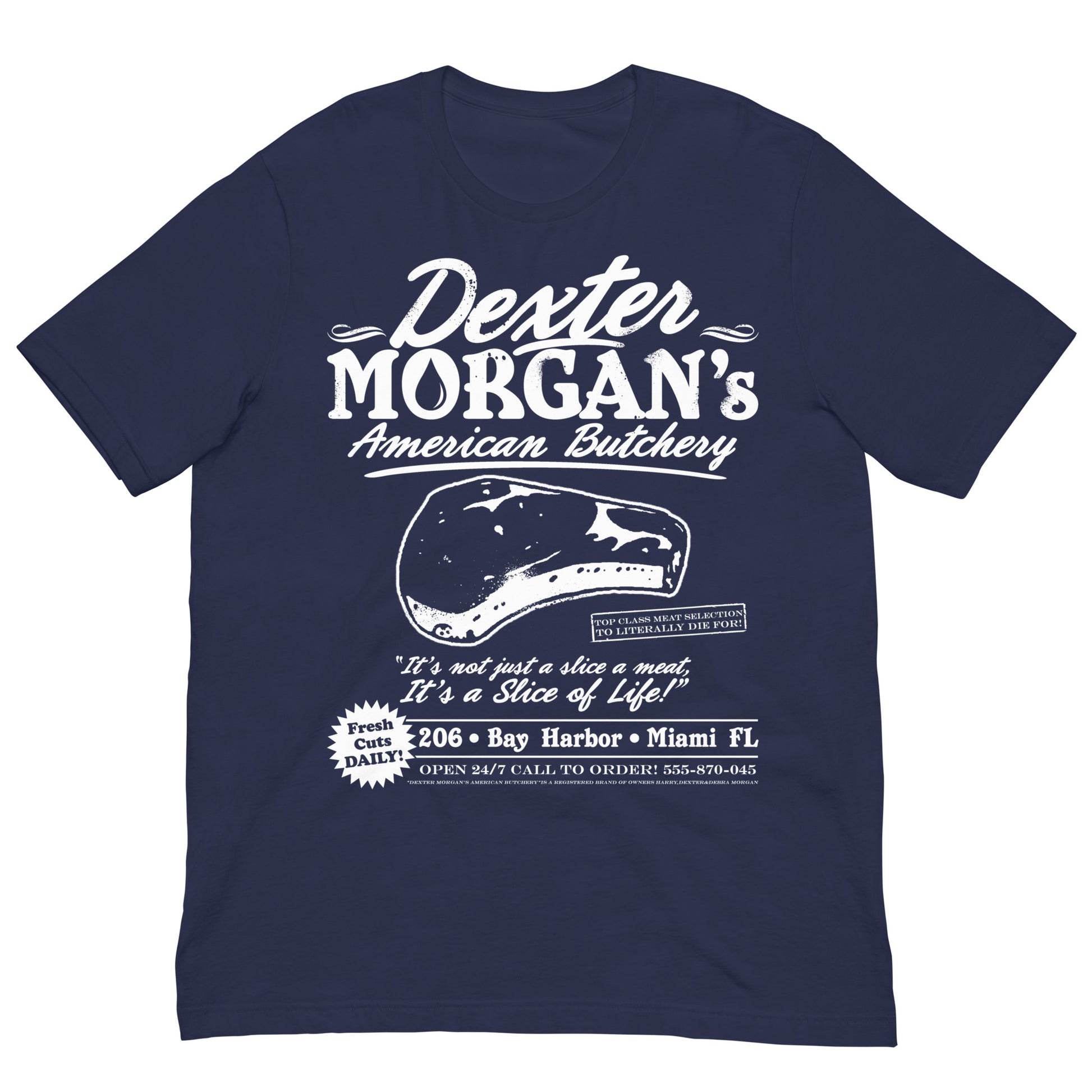 camiseta dexter morgan carniceria americana azul marino