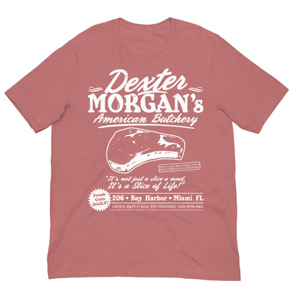 camiseta dexter morgan carniceria americana en color malva