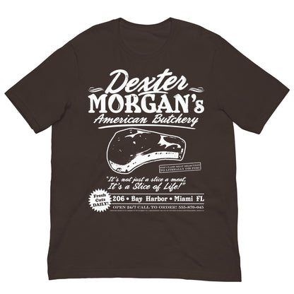 camiseta dexter morgan carniceria americana en color marron