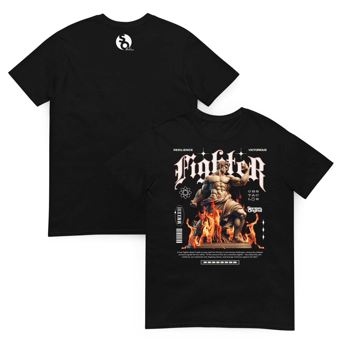 camiseta dios fighter delante y detras negra