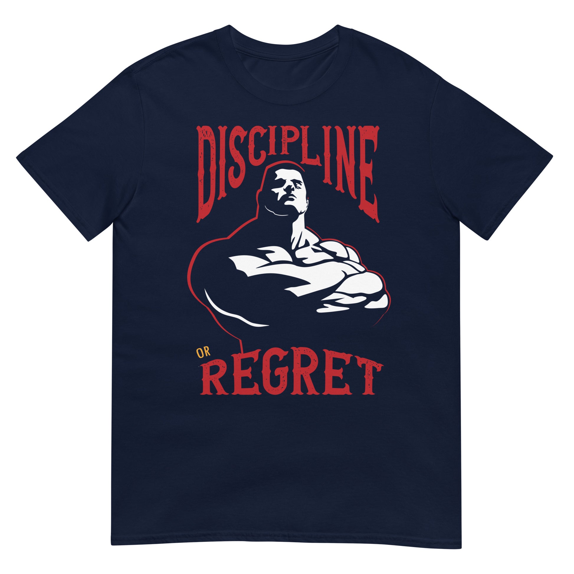 camiseta discipline or regret gym fitness en color azul marino