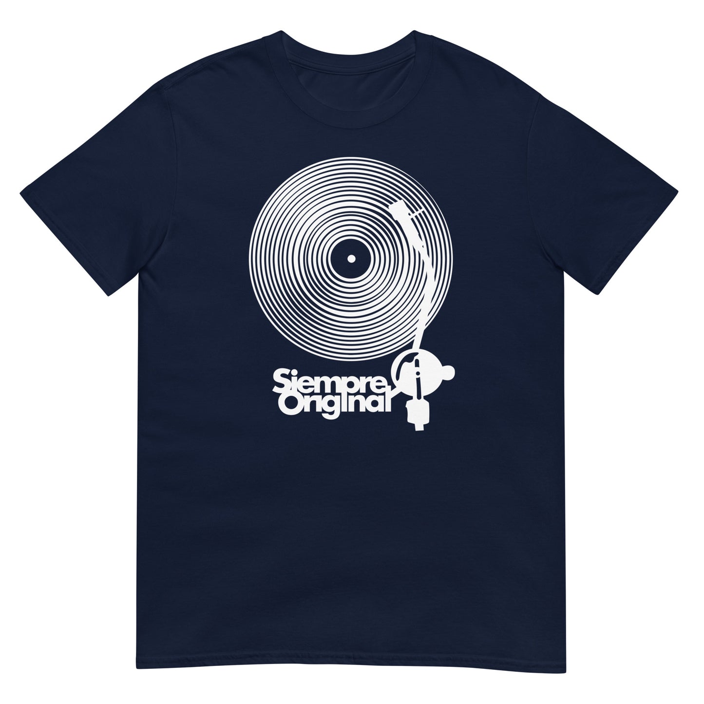 camiseta dj turntable vinilo azul marino