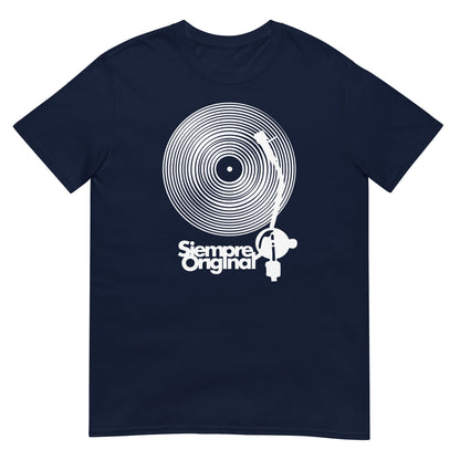 camiseta dj turntable vinilo azul marino