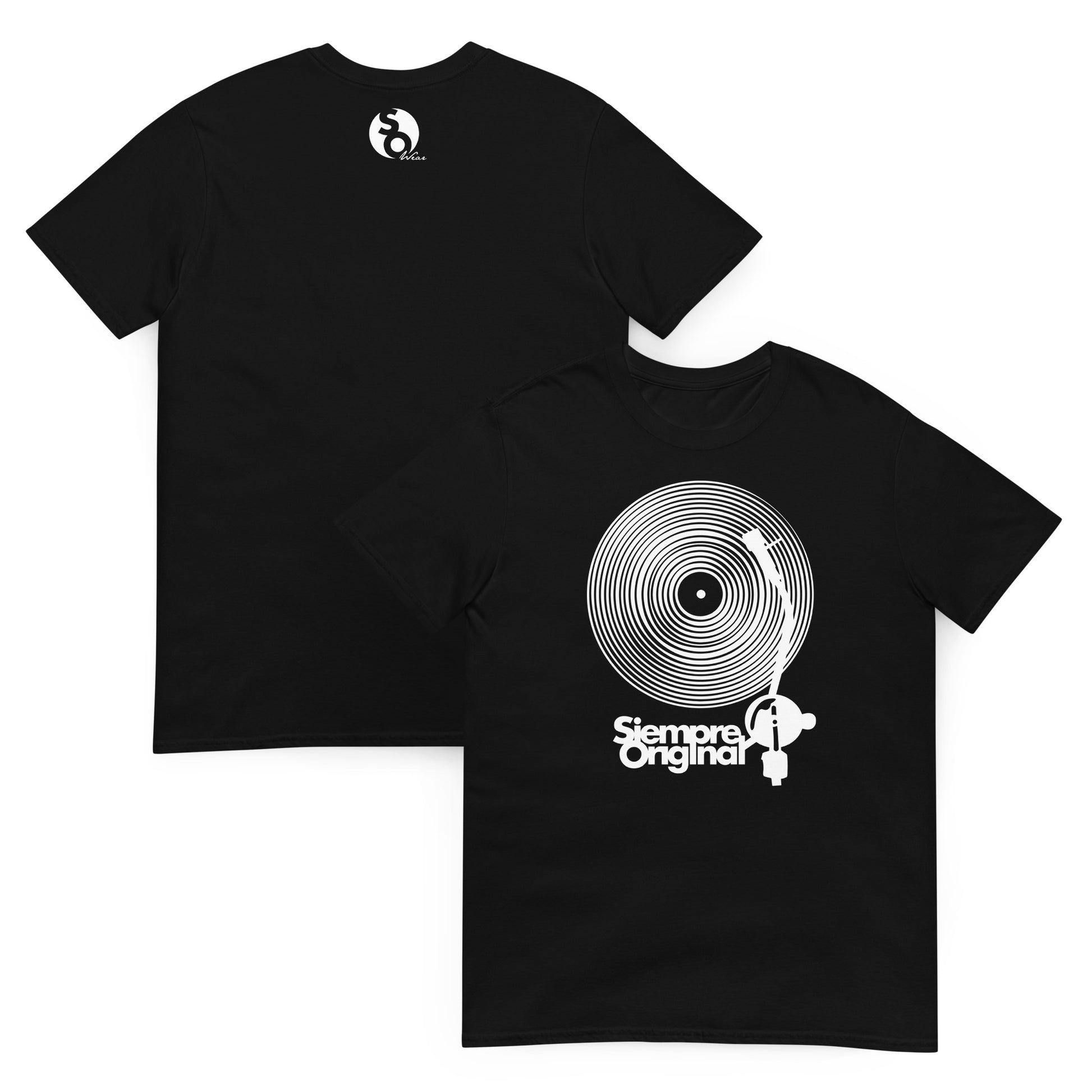 camiseta dj turntable vinilo delante y detras negro