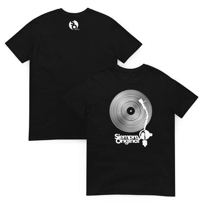 camiseta dj turntable vinilo delante y detras negro