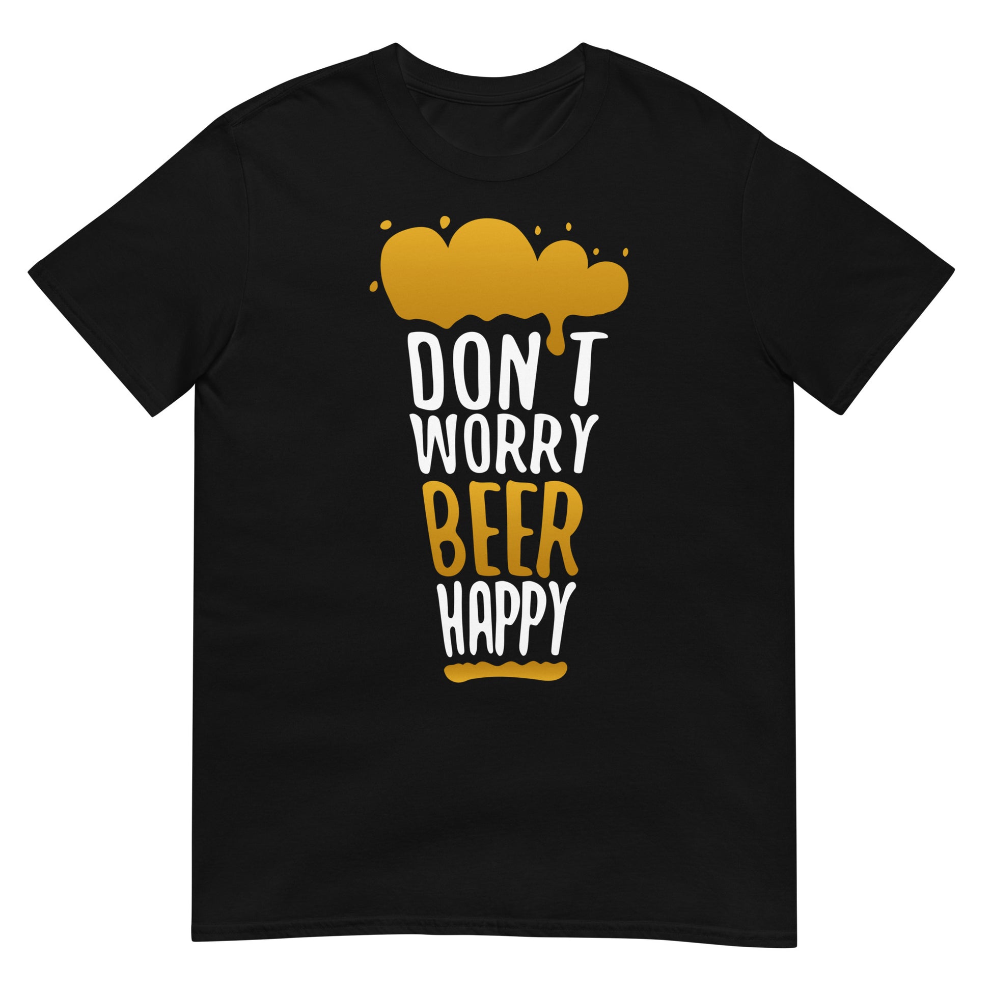 camiseta dont worry beer happy cerveza en color negro