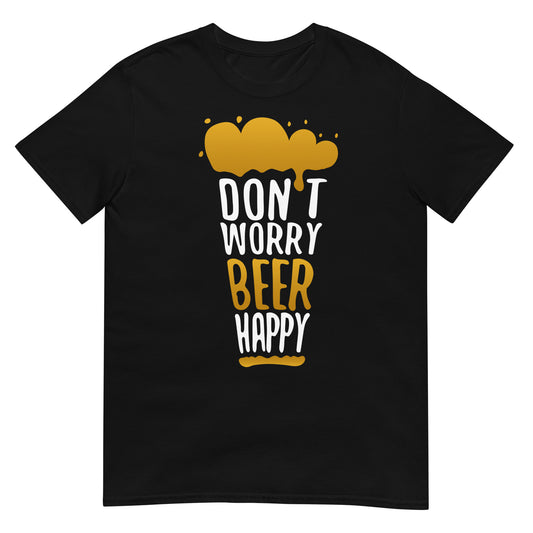 camiseta dont worry beer happy cerveza en color negro