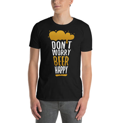 hombre con camiseta dont worry beer happy cerveza en color negro