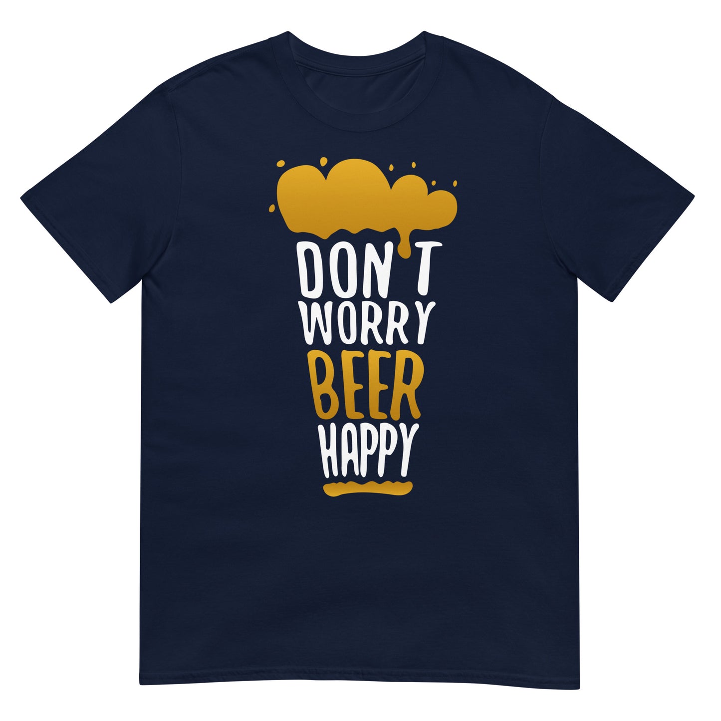camiseta dont worry beer happy cerveza en color azul marino