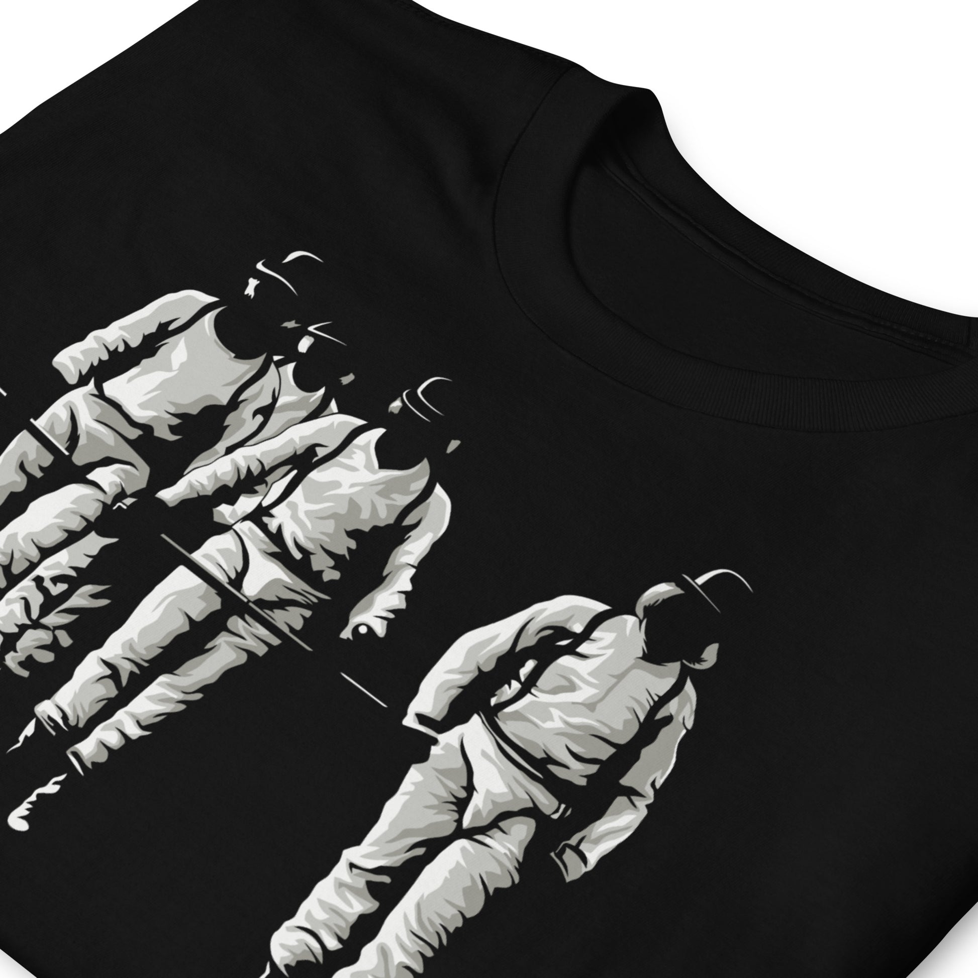detalle de camiseta droogs a clockwork orange negra