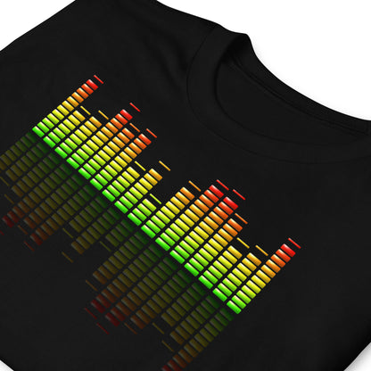 detalle de camiseta ecualizador musica en color negro