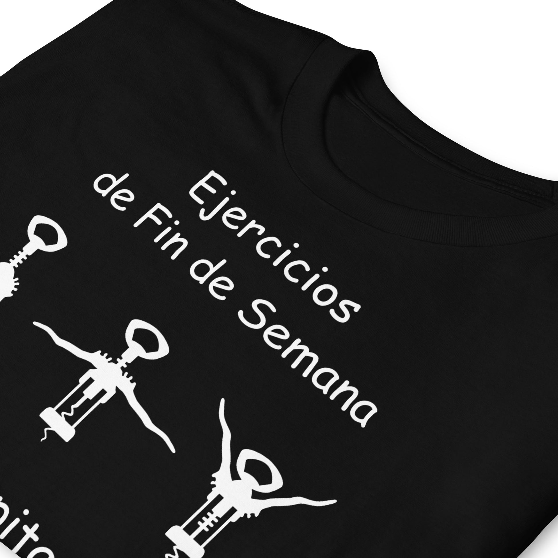 detalle de camiseta ejercicios de fin semana vino negra