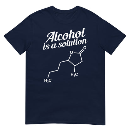 camiseta el alcohol es una solucion quimica en color azul marino