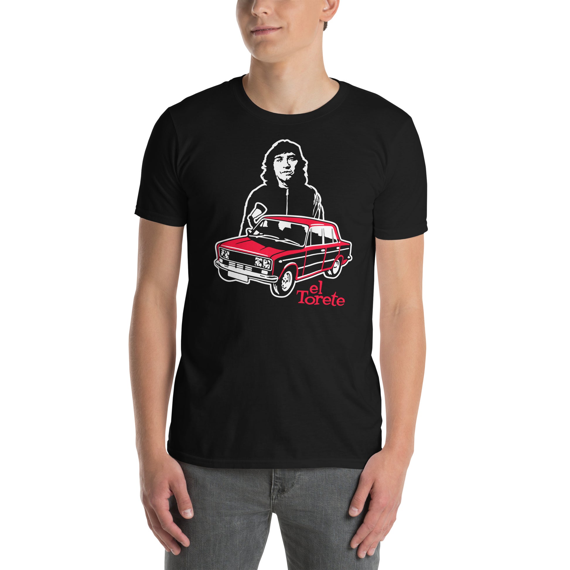 hombre con camiseta el torete seat 1430 negra