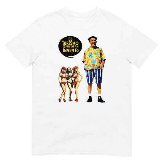 camiseta el turismo es un gran invento paco martinez soria en color blanco