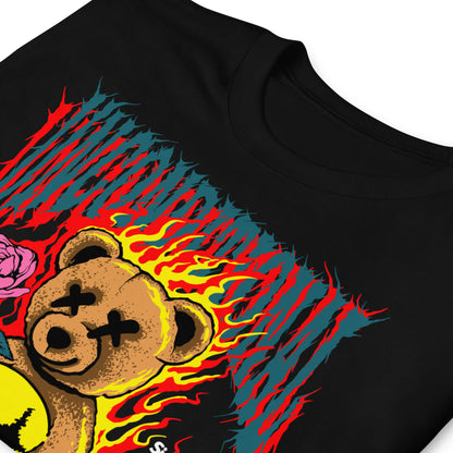 detalle de camiseta escape the ordinary teddy bear siempre original urban en color negro