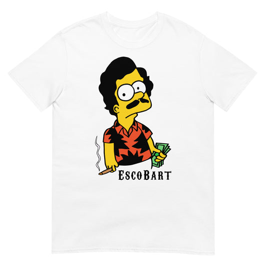 camiseta escobart bart simpson pablo escobar en color blanco