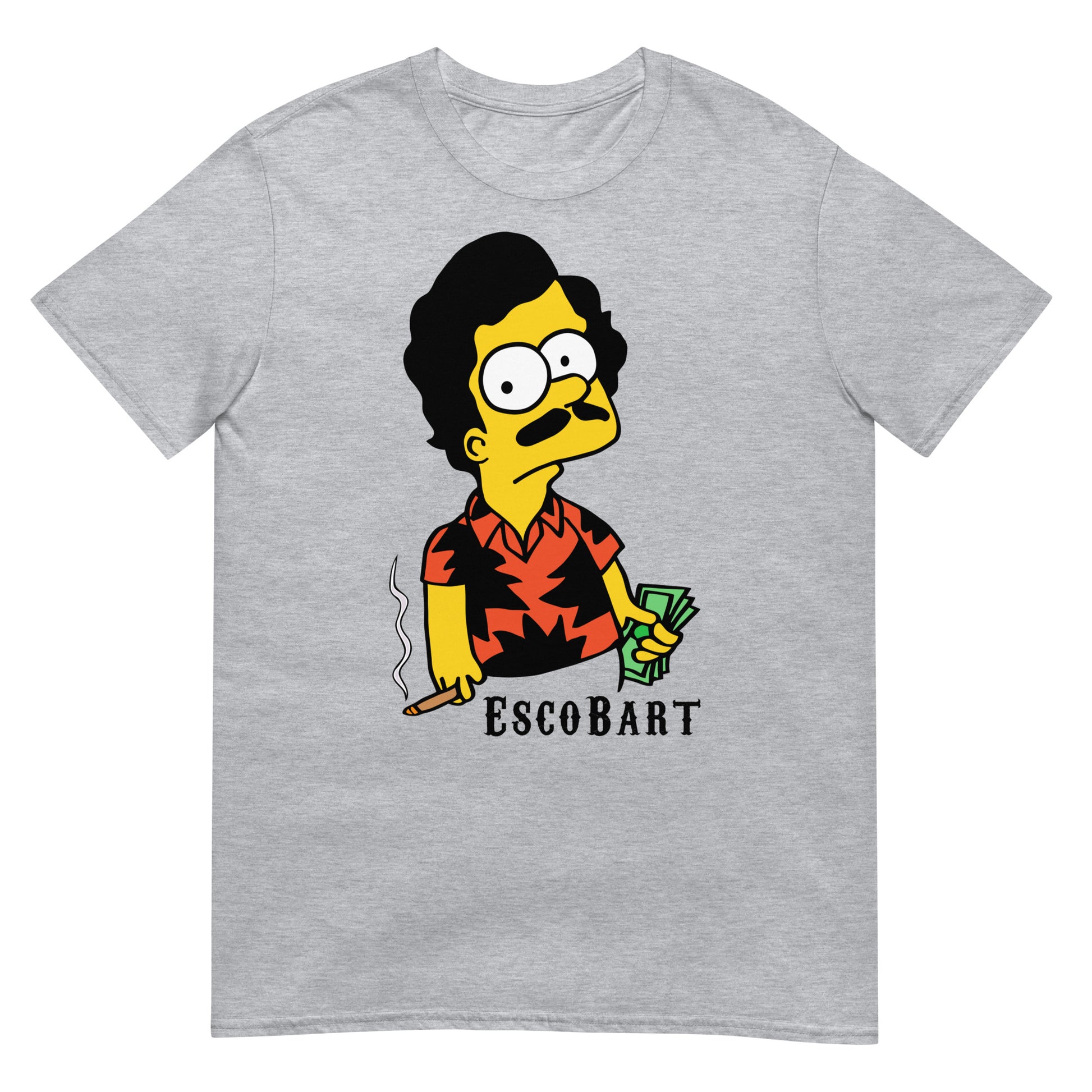 camiseta escobart bart simpson pablo escobar gris