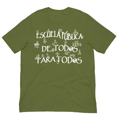 camiseta escuela publica de todos para todos verde oliva