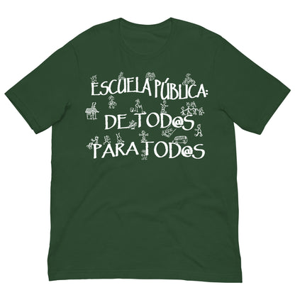 camiseta escuela publica de todos para todos verde botella