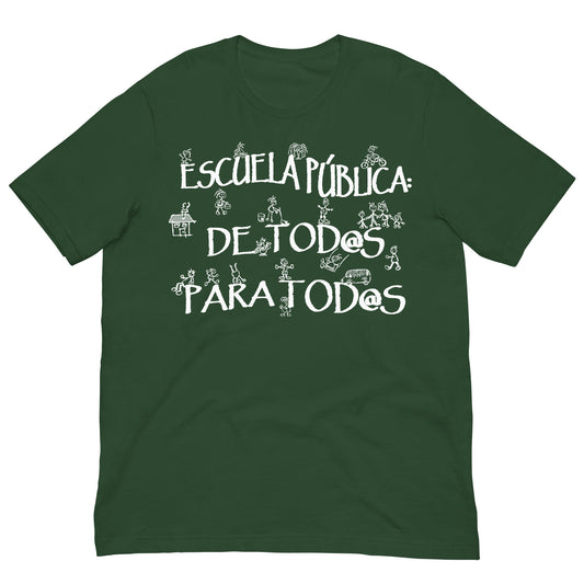 camiseta escuela publica de todos para todos verde botella