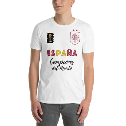 hombre con camiseta espana campeones mundial 2026 blanca