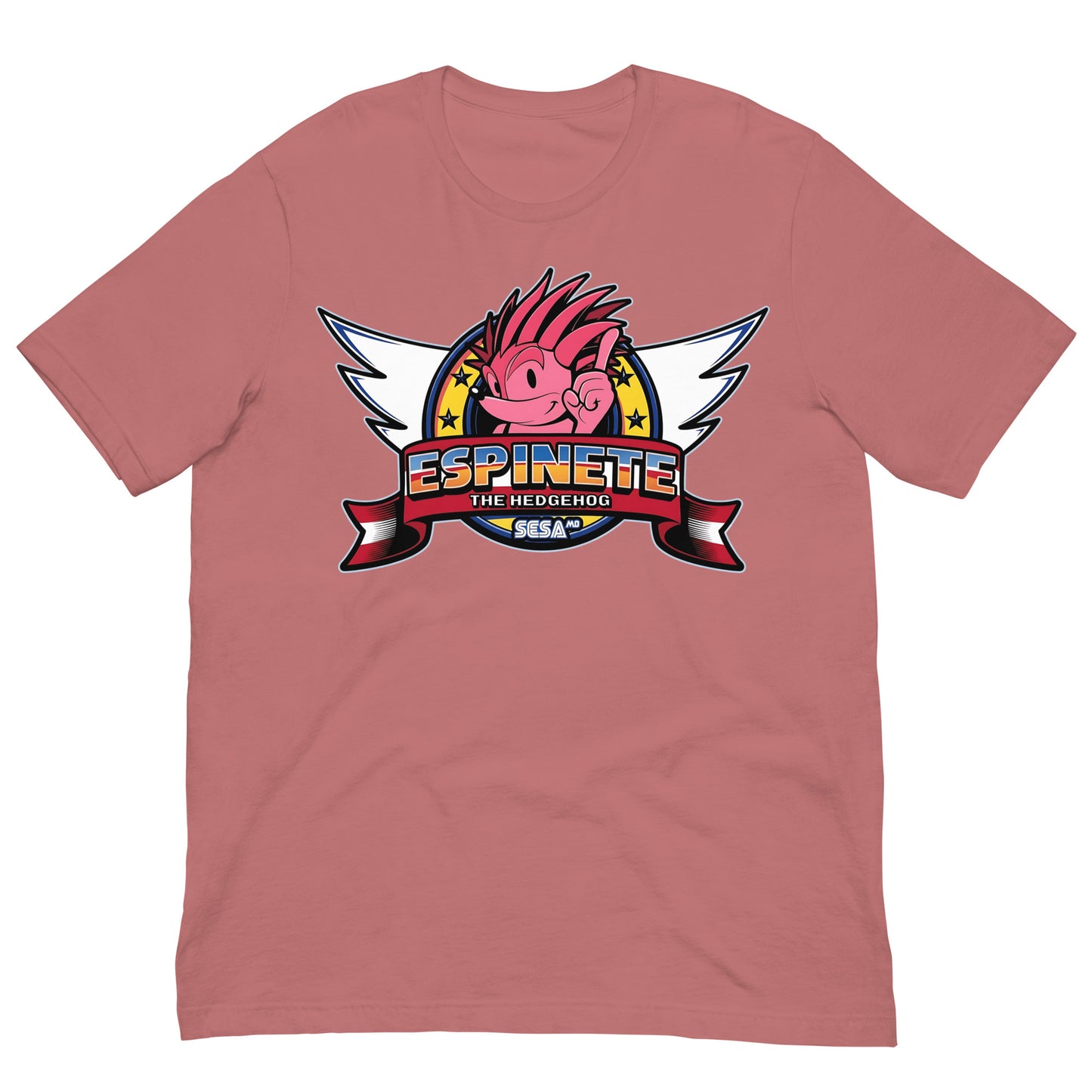 camiseta espinete estilo sonic malva