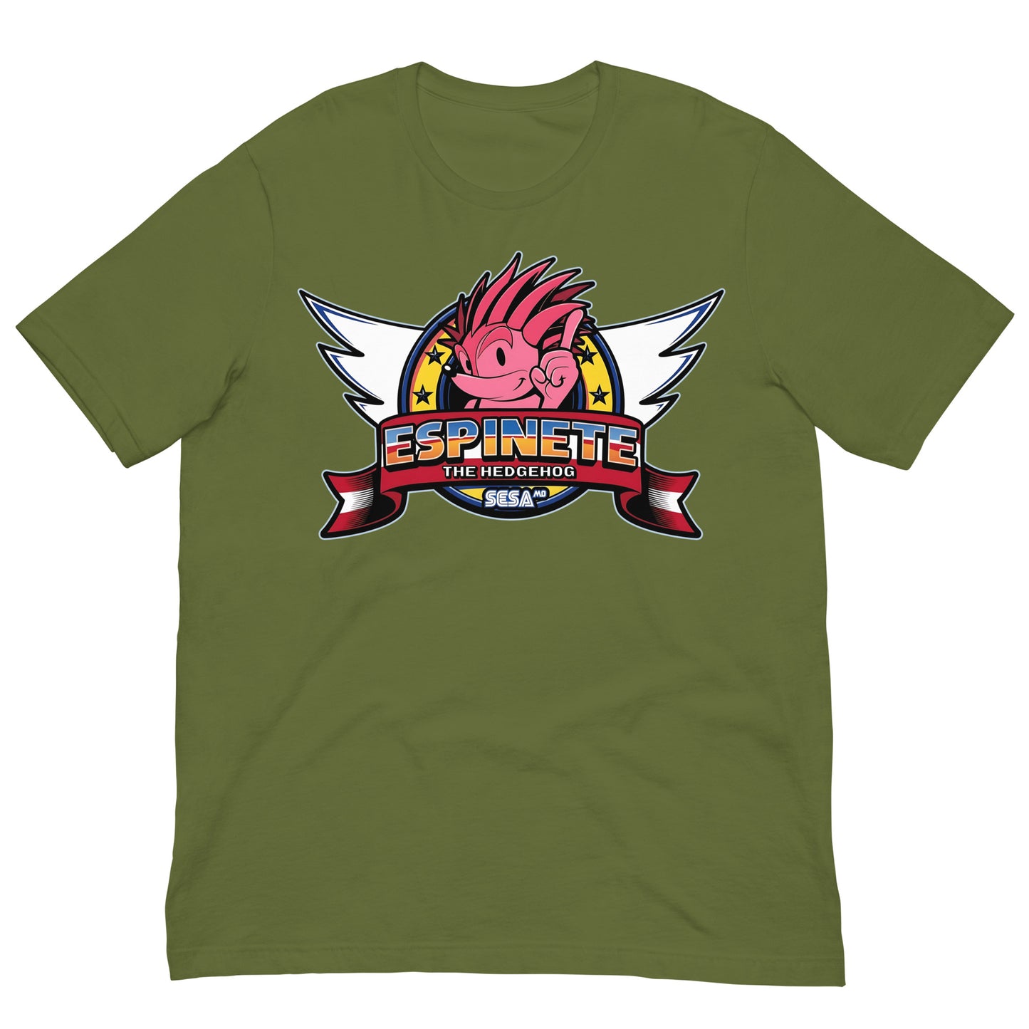 camiseta espinete estilo sonic verde oliva